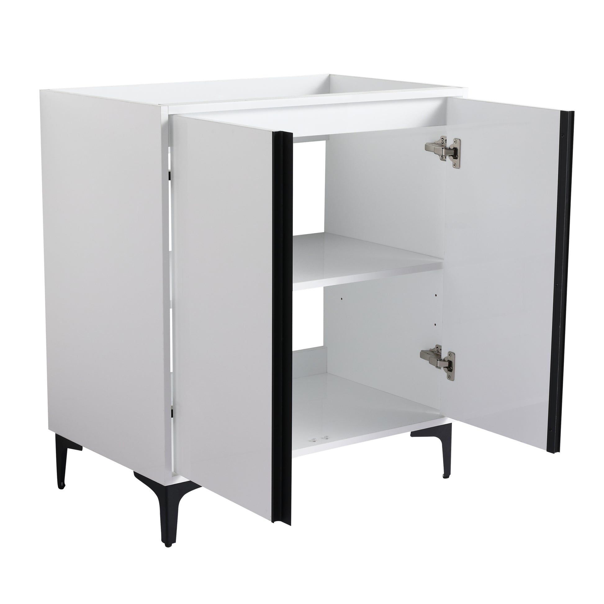 Soft Close Doors Bathroom Vanity,30 Inch For Small Bathroom Only Vanity ,No Sink White 2 Bathroom Freestanding Modern Plywood