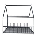 Full Size Metal House Bed, Black Black Metal