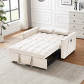 Modern Velvet Loveseat Futon Sofa Couch W Pullout Bed,Small Beautiful Seat Lounge Sofa W Reclining Backrest,Toss Pillows, Pockets,Furniture For Living Room,3 In 1 Convertible Sleeper Sofa Bed, Creamy White Creamy White Light Brown Velvet Wood Primary