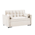 Modern Velvet Loveseat Futon Sofa Couch W Pullout Bed,Small Beautiful Seat Lounge Sofa W Reclining Backrest,Toss Pillows, Pockets,Furniture For Living Room,3 In 1 Convertible Sleeper Sofa Bed, Creamy White Creamy White Light Brown Velvet Wood Primary