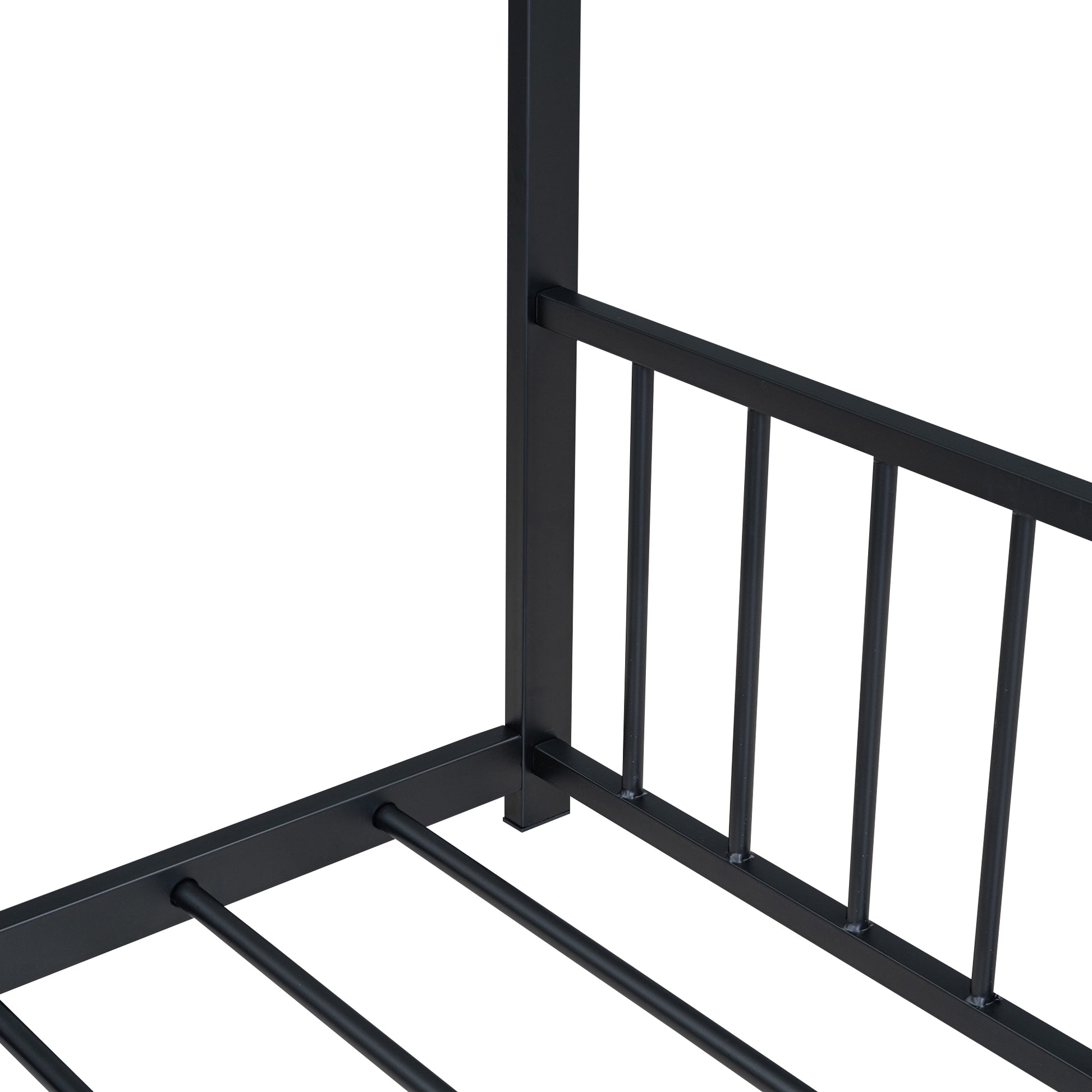 Full Size Metal House Bed, Black Black Metal