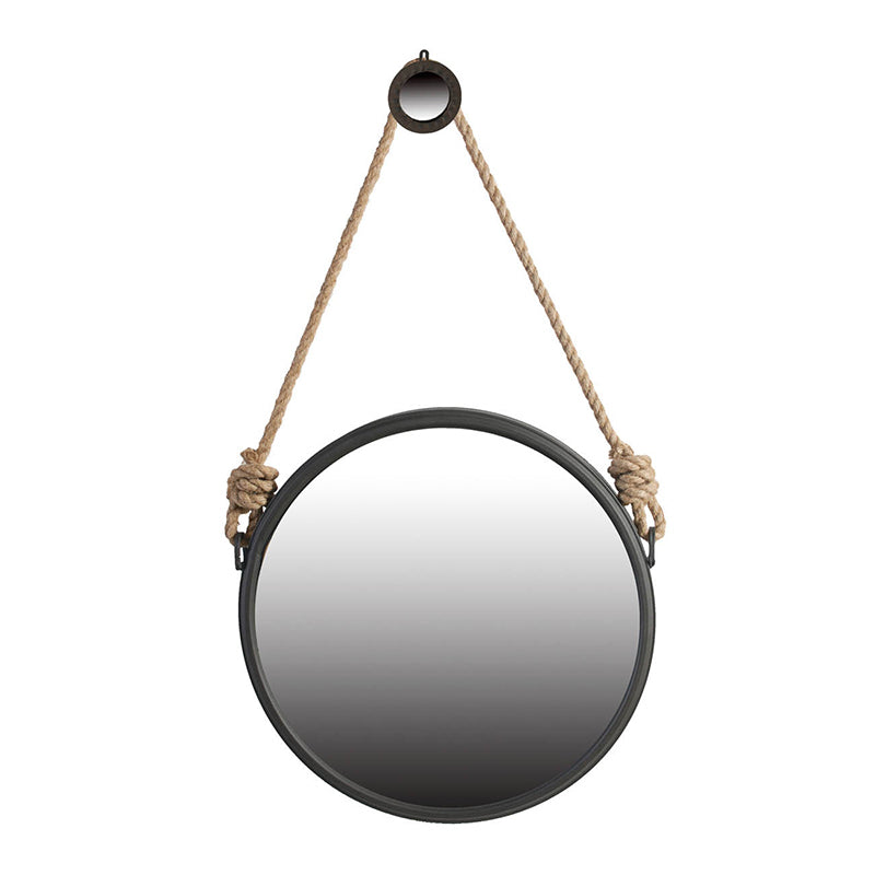 19.5" in Handsome Cleveland Mirror with Rope Strap black and silver-iron