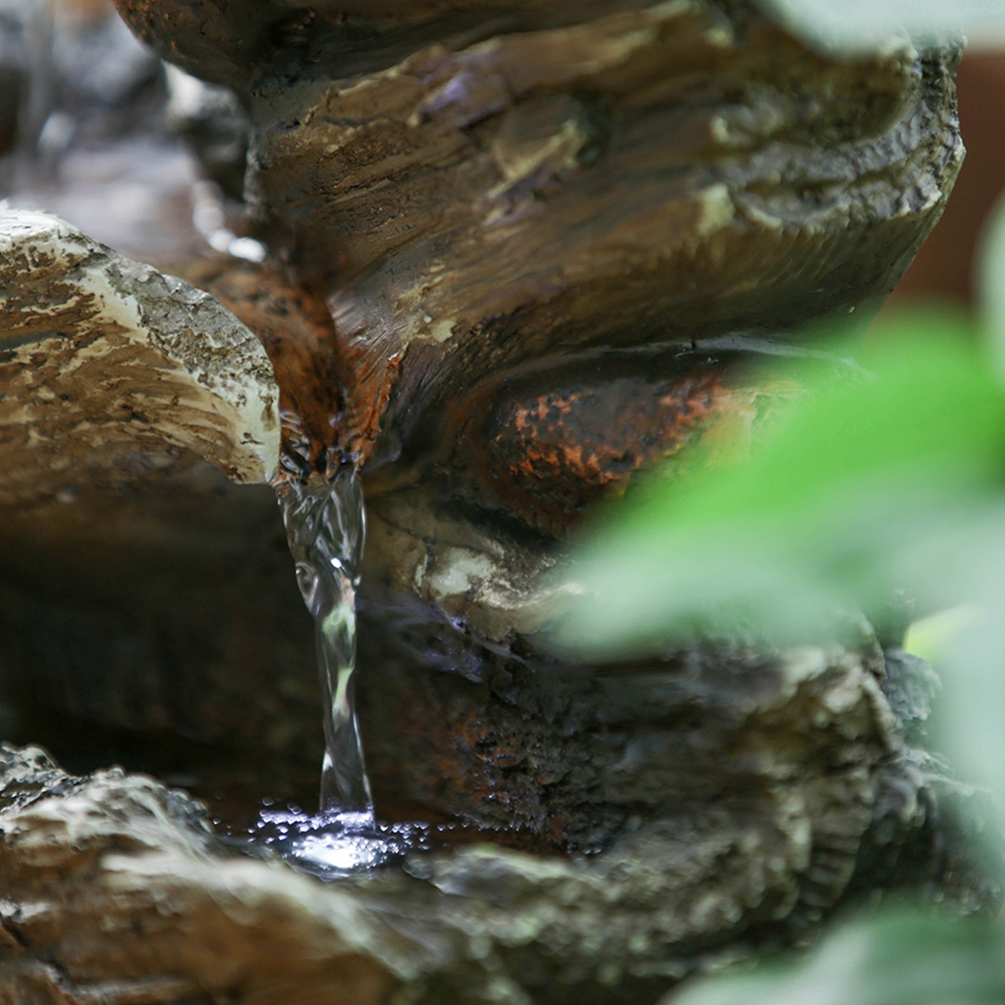 9x5x14" Indoor Brown Wood Look Water Fountain, 4 Tier rustic brown-garden &
