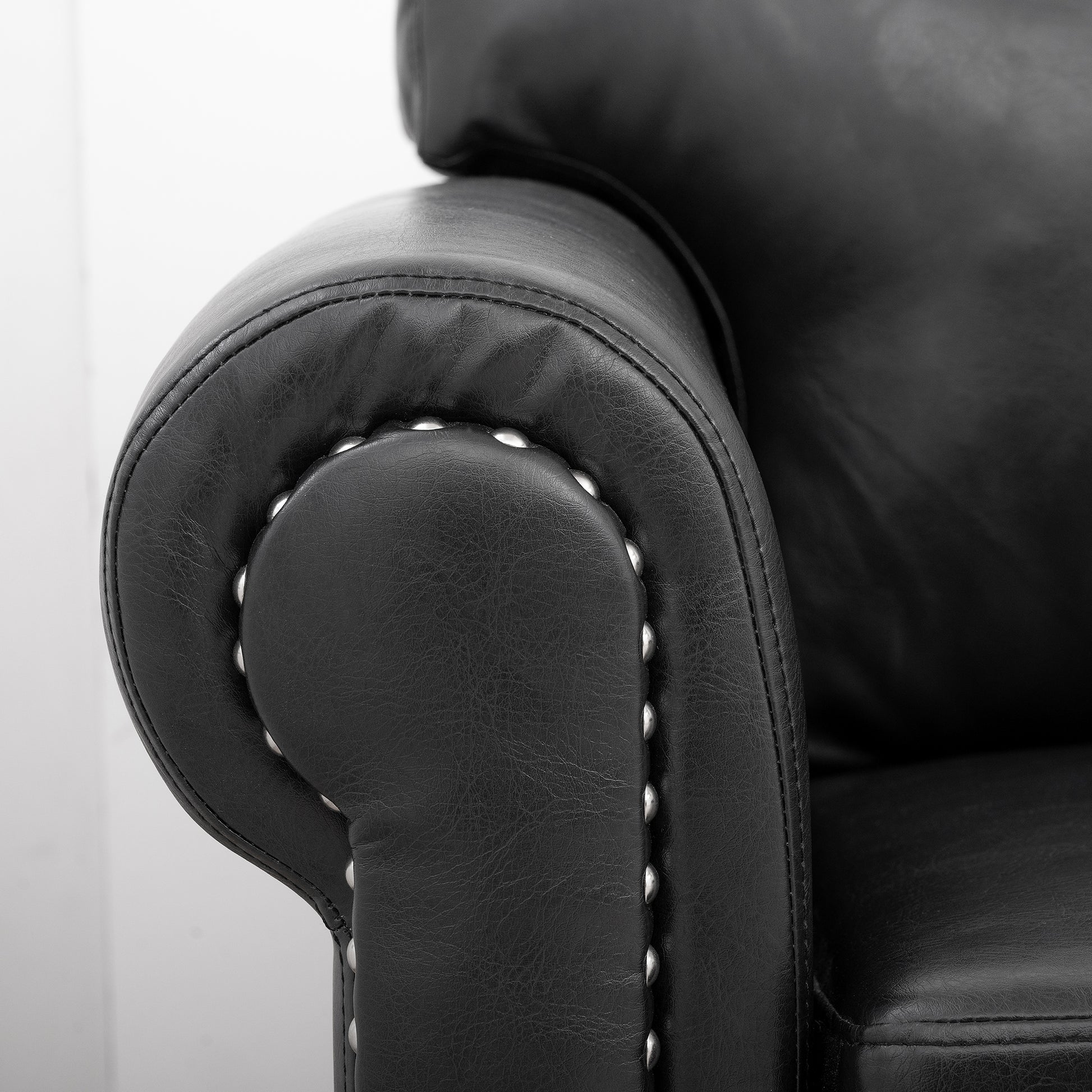 3 Seater Sofa. Black Pu Foam Fabric