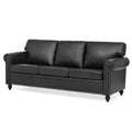 3 Seater Sofa. Black Pu Foam Fabric