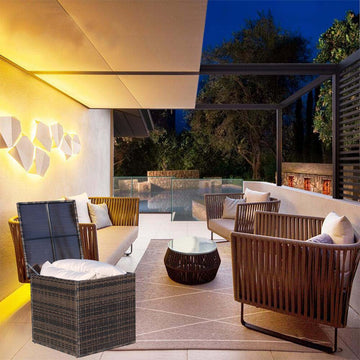 Wicker Patio Furniture Storage Box Brown Brown Steel