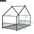 Twin Size Metal House Bed, Black Black Metal