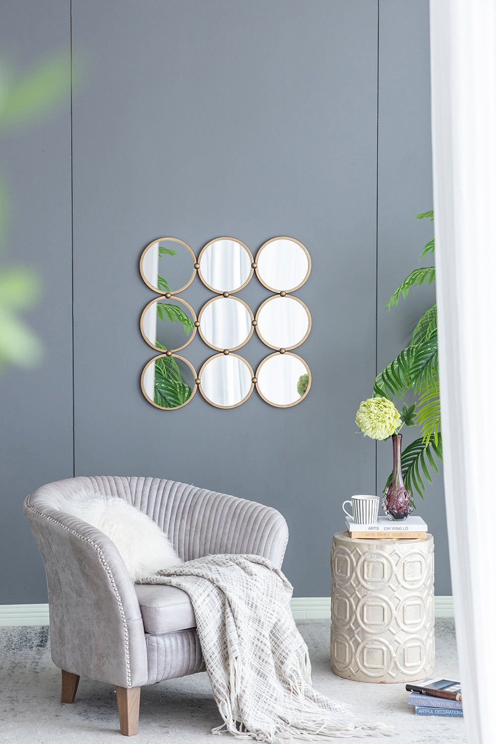 27.2" in Contemporary Decorative Mirror with champagne-iron