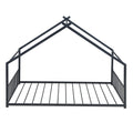 Full Size Metal House Bed, Black Black Metal