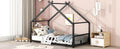 Twin Size Metal House Bed, Black Black Metal