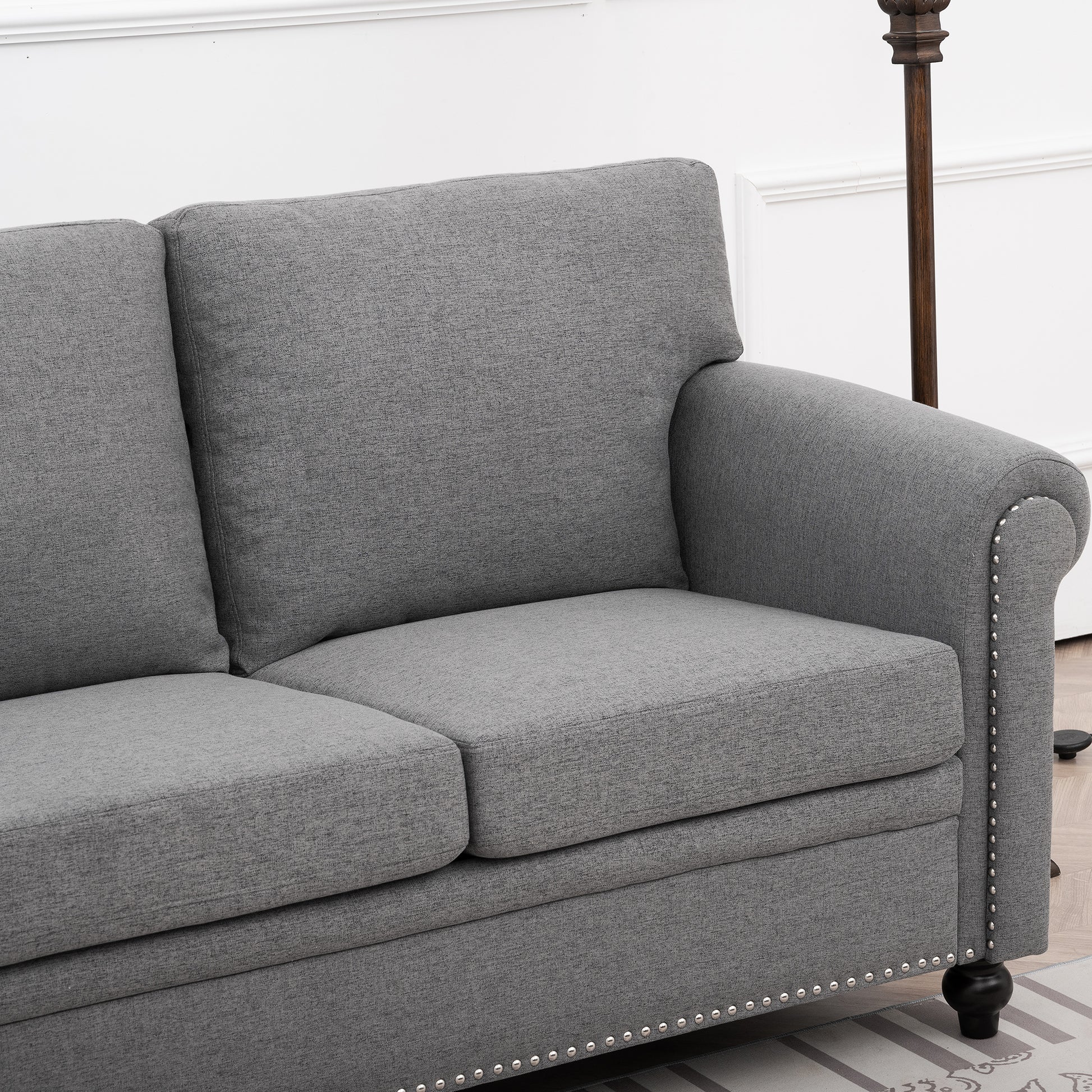 3 Seater Sofa. Grey Foam Fabric