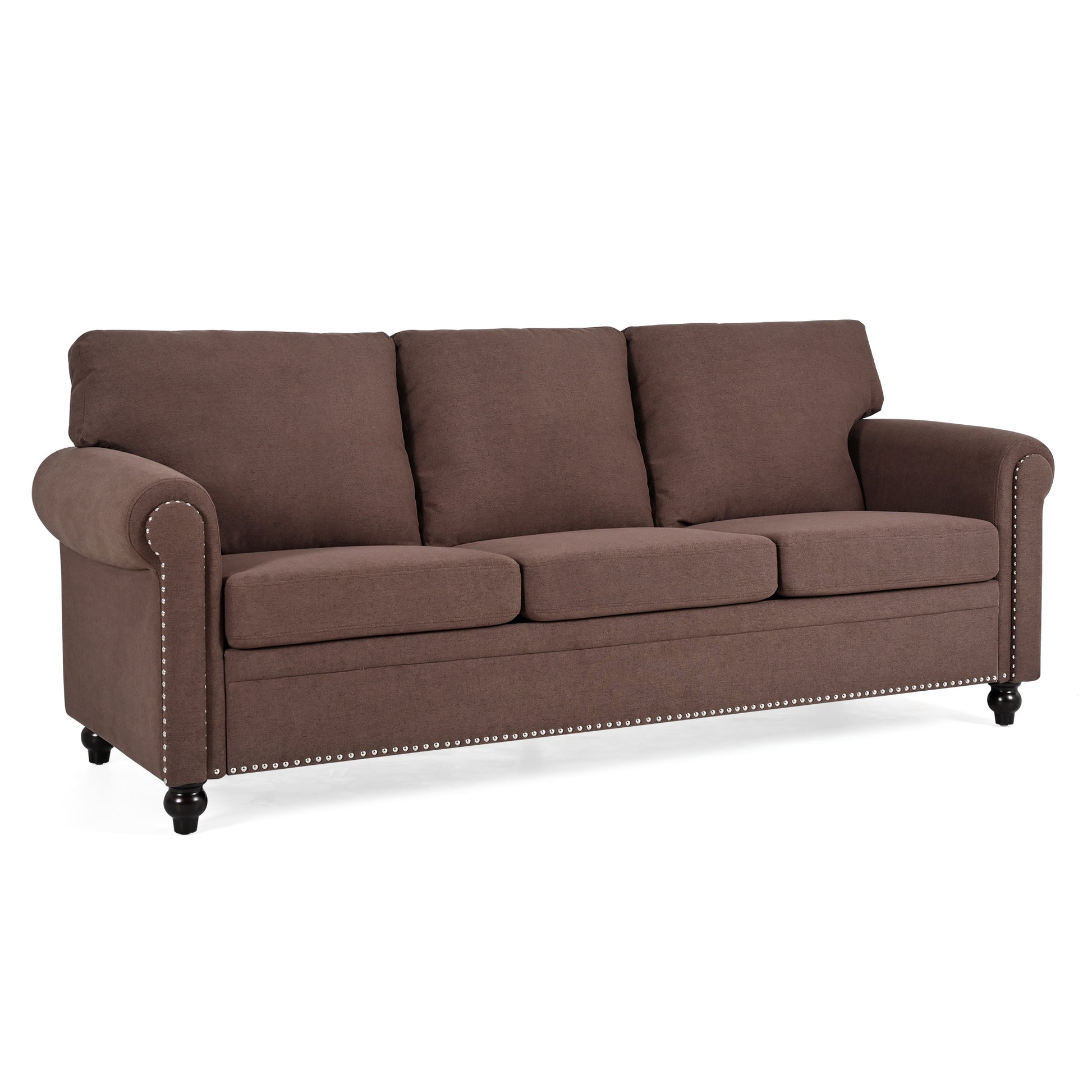 3 Seater Sofa. Brown Foam Fabric