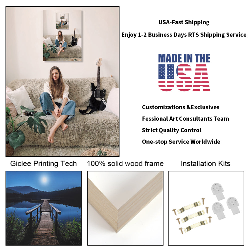 1Pcs Canvas Prints With Your Photo Custom Canvas Wall Art Personalized Canvas Pictures, Customized To Any Style, Us Factorygifts For Family, Wedding, Friends, Home Decoration Wrapped Canvas Colorful Medium 25In 32In Painting Prints And Posters Art Deco