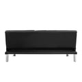 Sofa Bed With Armrest Two Holders Wood Frame, Stainless Leg, Futon Black Pvc Black Wood