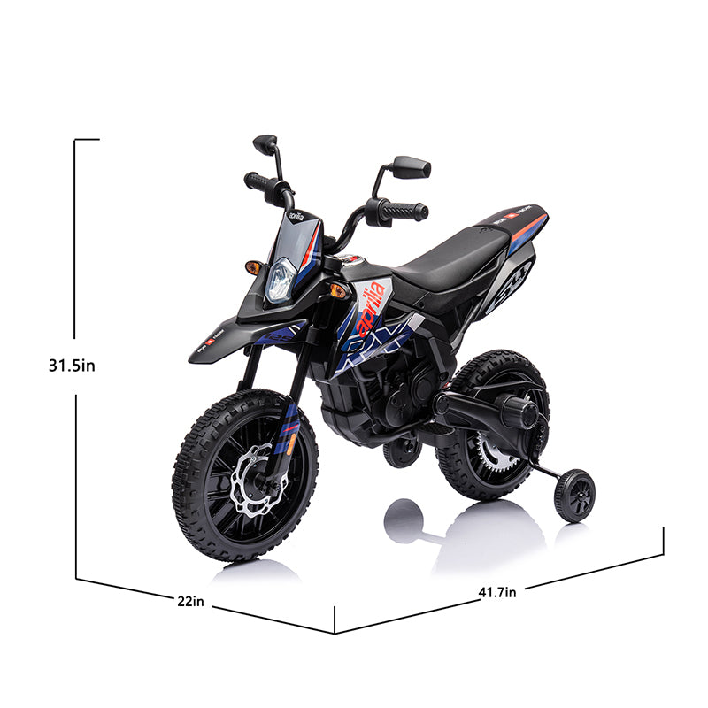 12V Electric Kid Ride On Motorcycle, Apulia Licensed Motorcycle For Kids, Battery Powered Kids Ride On Motorcycle Blue, 2 Wheels Motorized Vehicles Children Toys,Led Headlights Blue Polyethylene
