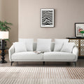 Modern Fabric Upholstered Sofa With Three Cushions, 2 Pillows, Light Grey Grey Fabric