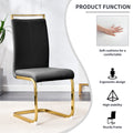 1 Table And 6 Chairs. Modern Simple Luxury Tempered Glass Rectangular Dining Table And Desk With 6 Black Pu Gold Plated Leg Chairs 79''X39''X30'' Transparent Glass