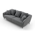 3 Seater Sofa Couch, Modern Fabric Upholstered Sofa With Three Cushions, 2 Pillows, Dark Grey Grey Fabric