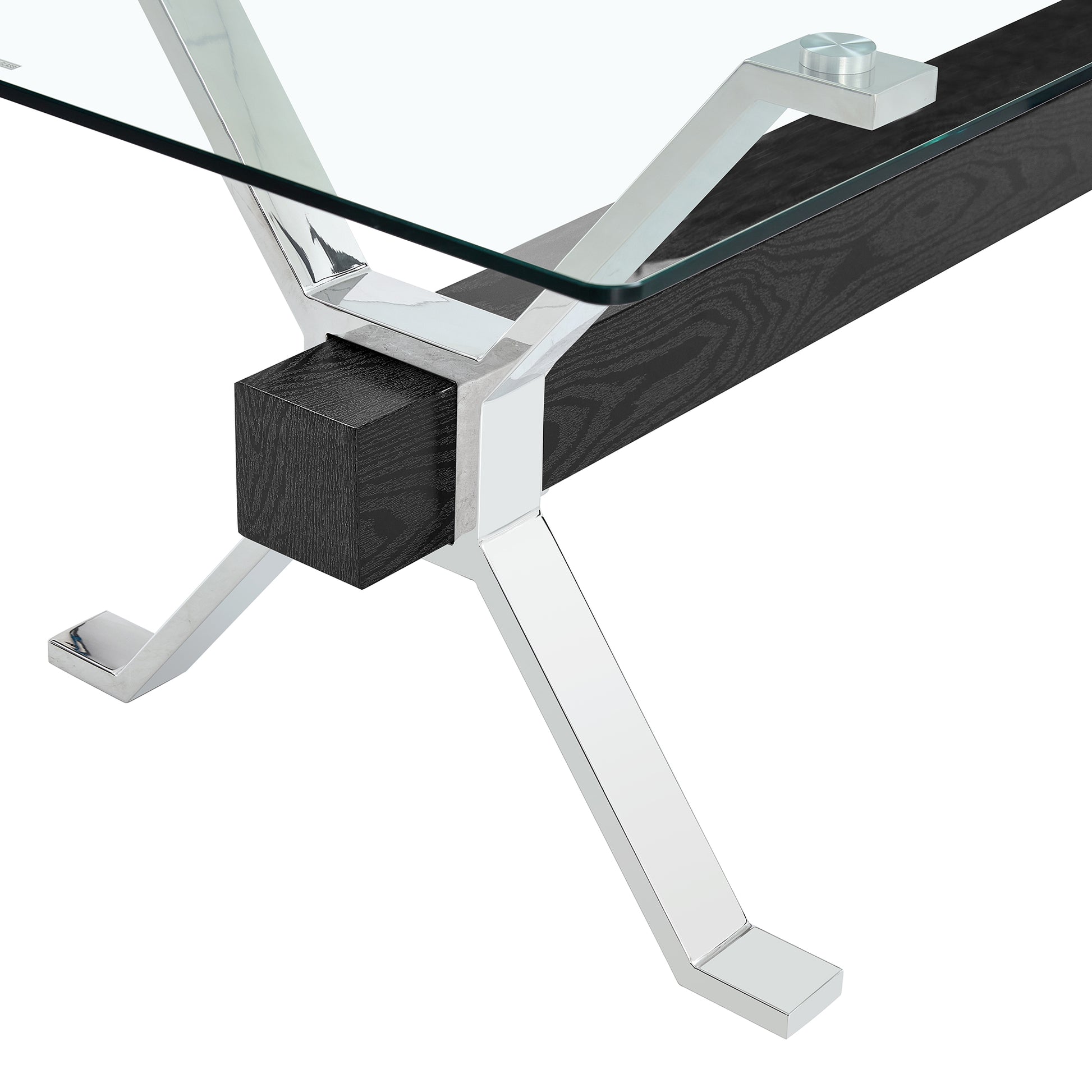 Dining Table. Modern Tempered Glass Dining Table. Large Modern Office Desk With Silver Plated Metal Legs And Mdf Crossbars, Suitable For Both Home And Office Use. Kitchen. 79 ''X39''X30 '' 1105 Transparent Glass