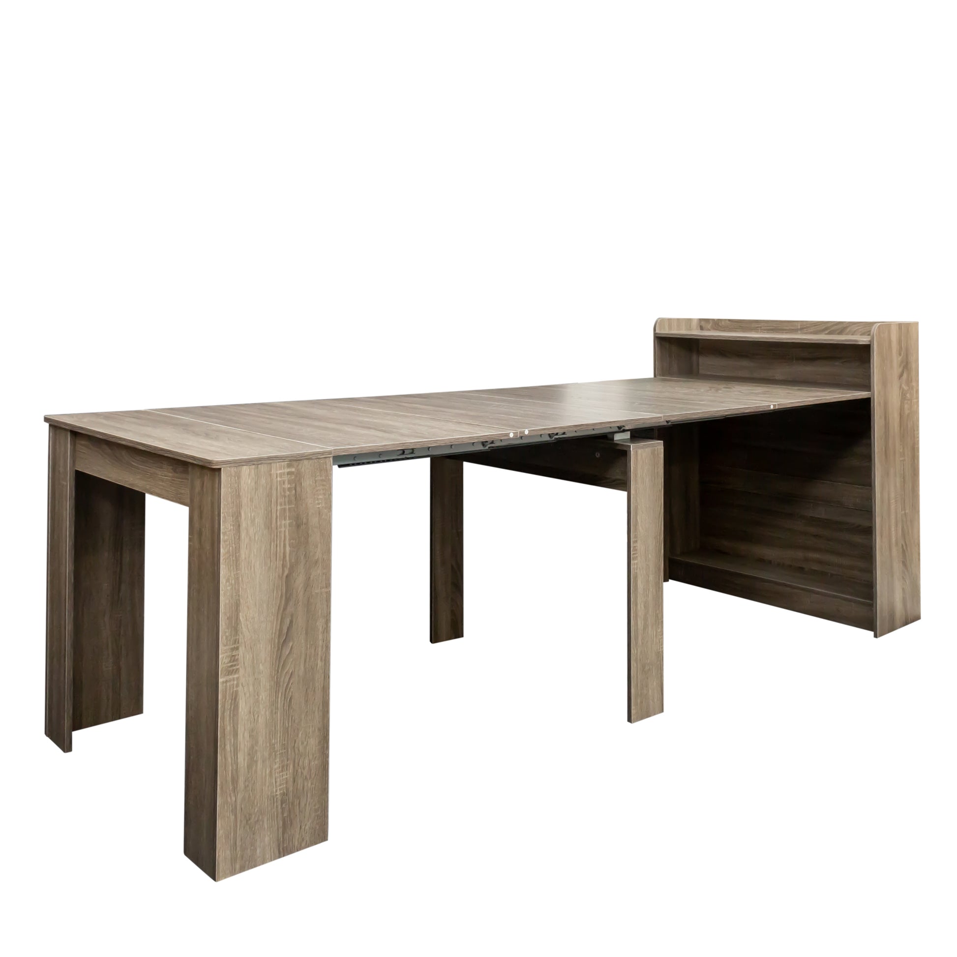 Modern Extendable Dining Table With Storage Barnwood Mdf