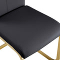 1 Table And 6 Chairs. Modern Simple Luxury Tempered Glass Rectangular Dining Table And Desk With 6 Black Pu Gold Plated Leg Chairs 79''X39''X30'' Transparent Glass