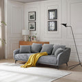 3 Seater Sofa Couch, Modern Fabric Upholstered Sofa With Three Cushions, 2 Pillows, Dark Grey Grey Fabric