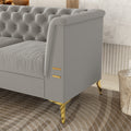 Fx P83 Lg2 Sofa Modern Style Velvet Button Tufted Living Room Sofa With Removable Cushion & Solid Wood Legs Sofas Light Grey Velvet