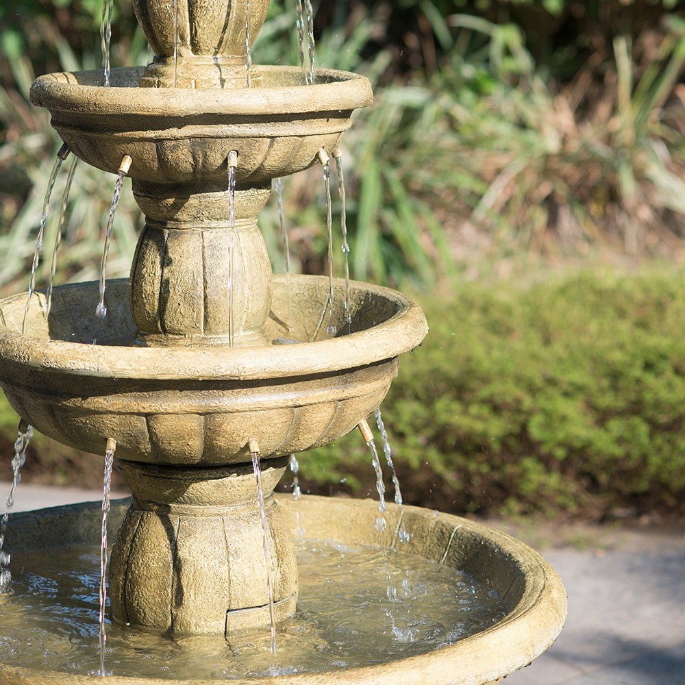 31.5x31.5x29.5" Classic 3 Tier Garden Water fountain beige-garden &