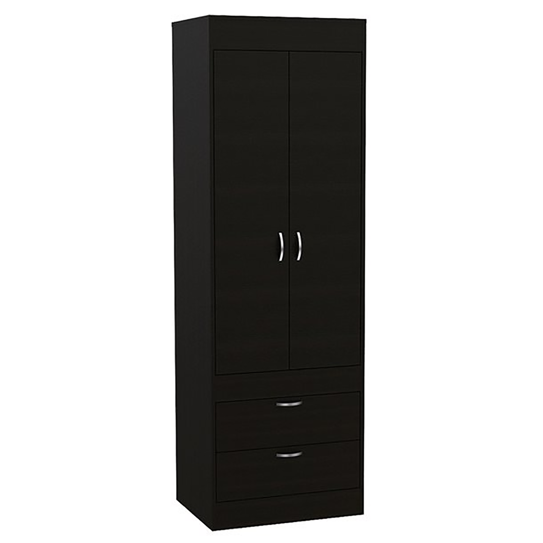 Black Wengue 2 Drawer Armoire Black Bedroom Particle Board