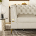 Fx P83 Cw Sofa Modern Velvet Living Room Chesterfield Design 82.7Inch Wide Sofa Cream White Color Beige Velvet 3 Seat