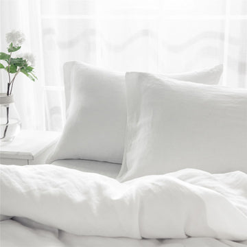 Pillow Cases Standard Size, Soft White Pillow Cases Set Of 2, Pillowcases Standard, Premium Soft Linen Pillow Case With Envelope Enclosure 20"X27" White Linen Linen