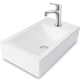 18X10 Inch White Ceramic Rectangle Wall Mount Bathroom Sink With Single Faucet Hole White Ceramic