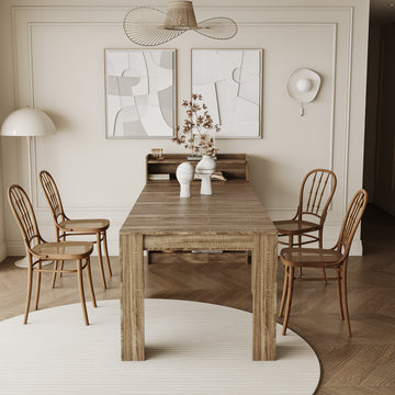 Modern Extendable Dining Table With Storage Barnwood Mdf