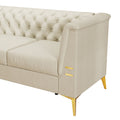 Fx P83 Cw Sofa Modern Velvet Living Room Chesterfield Design 82.7Inch Wide Sofa Cream White Color Beige Velvet 3 Seat