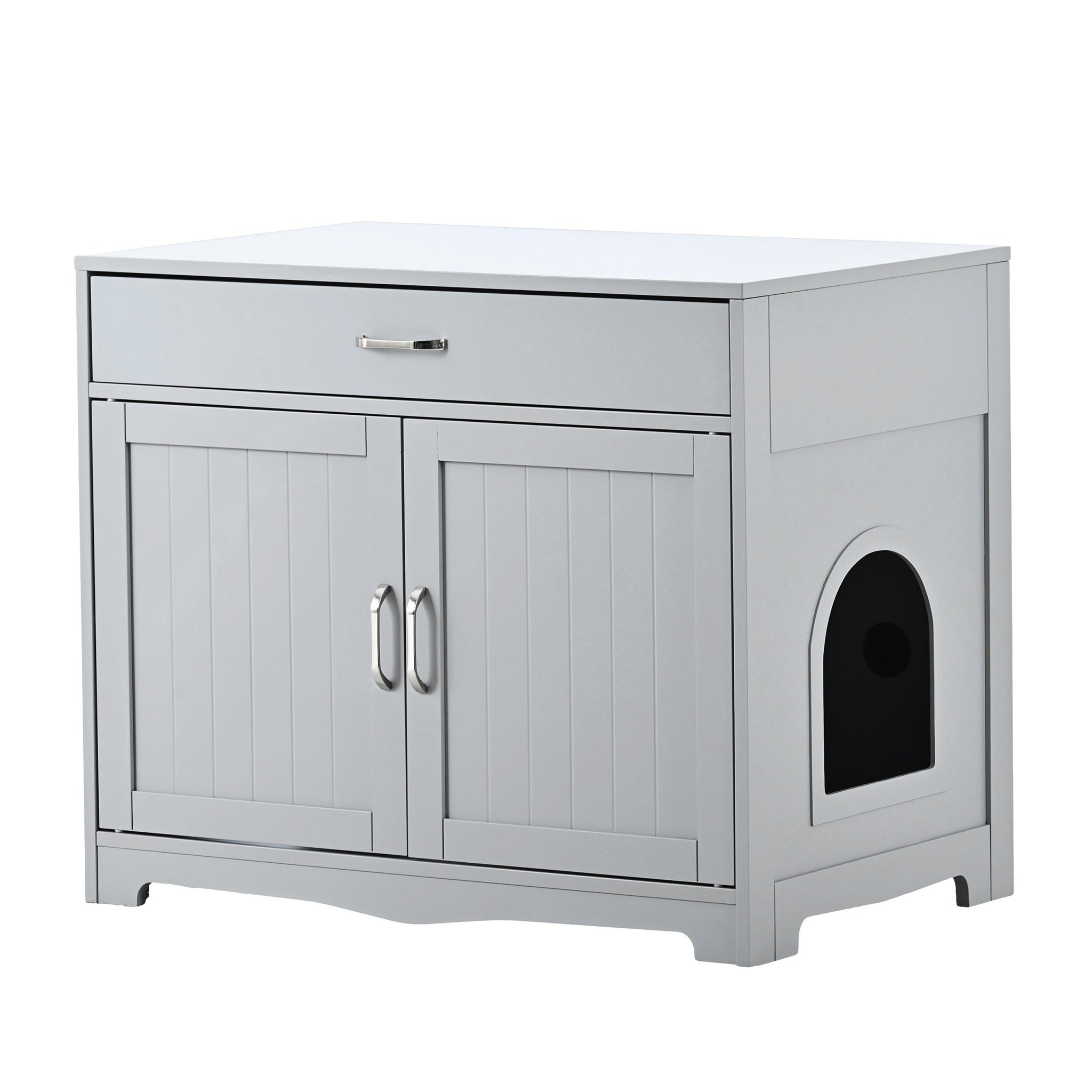 Litter Box Enclosure, Cat Litter Box Furniture with grey-mdf