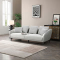 Modern Fabric Upholstered Sofa With Three Cushions, 2 Pillows, Light Grey Grey Fabric