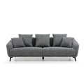 3 Seater Sofa Couch, Modern Fabric Upholstered Sofa With Three Cushions, 2 Pillows, Dark Grey Grey Fabric