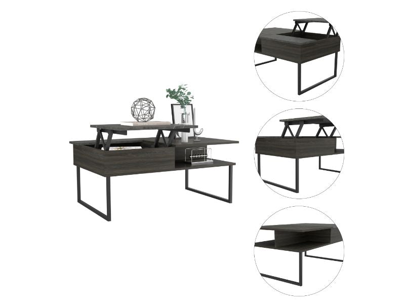 Lift Top Coffee Table Juvve, One Shelf, Carbon Espresso Onyx Finish Espresso Particle Board