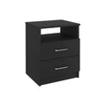 Nightstand Olivenza, Two Drawers, Black Wengue Finish Black Particle Board