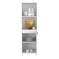 Kitchen Pantry Feery, Single Door Cabinet, Interior And External Shelves, White Finish White Particle Board