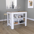 Kitchen Island Dozza, Three Shelves, White Walnut Finish White Walnut Particle Board