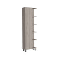 Corner Cabinet Womppi, Five Open Shelves, Single Door, Light Gray Finish Light Gray Particle Board