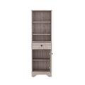 Linen Cabinet Burnedt, One Drawer, One Cabinet, Multiple Shelves, Light Gray Finish Light Gray Particle Board