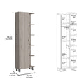 Corner Cabinet Womppi, Five Open Shelves, Single Door, Light Gray Finish Light Gray Particle Board