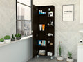 Mirror Linen Cabinet Reno,Four Interior Shelves, Black Wengue Finish Black Particle Board