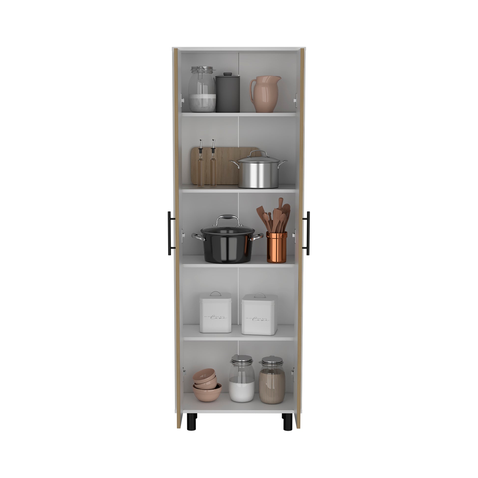 Multistorage Manacor, Five Shelves, Macadamia And White Finish Multicolor Particle Board