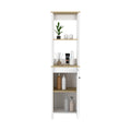 Linen Cabinet Jannes, Two Open Shelves, Single Door, Light Oak White Finish Light Oak Particle Board