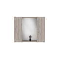 Medicine Cabinet Hops, Double Door, Mirror, One External Shelf, Light Gray Finish Light Gray Particle Board