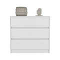 Dresser Maldus, Three Drawers, White Finish White Particle Board