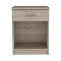 Nightstand Coco, Single Drawer, Lower Shelf, Light Gray Finish Light Gray Particle Board